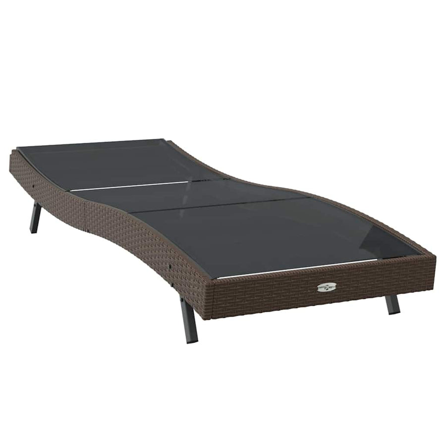 Ligstoel met kussen 1-persoon Bruin 197 x 70 x 82 cm Poly riet