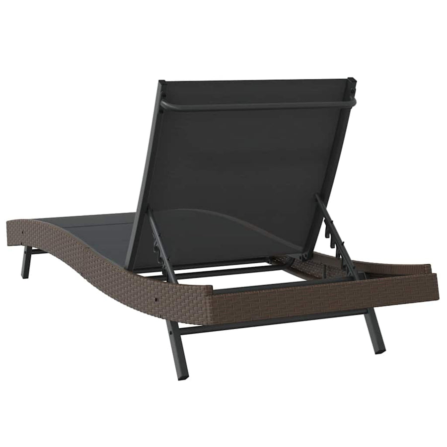 Ligstoel met kussen 1-persoon Bruin 197 x 70 x 82 cm Poly riet