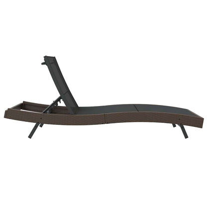 Ligstoel met kussen 1-persoon Bruin 197 x 70 x 82 cm Poly riet