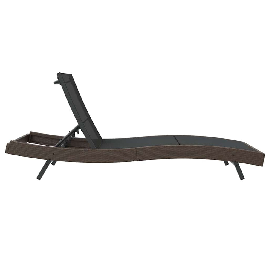Ligstoel met kussen 1-persoon Bruin 197 x 70 x 82 cm Poly riet