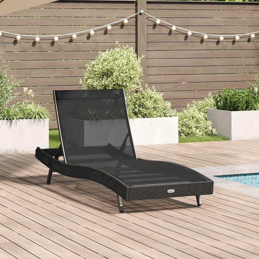 Ligstoel 197 X 70 X 82 Cm Poly Rattan Zwart