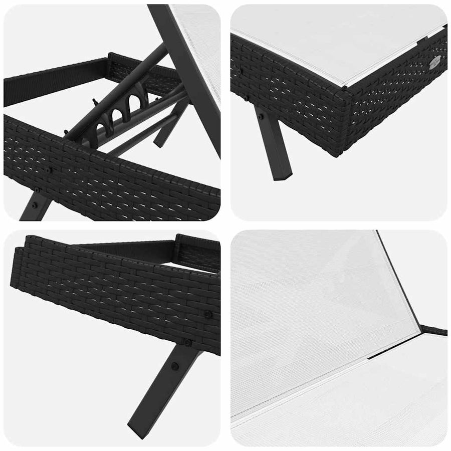Ligstoel Zwart En Wit 197 X 70 X 82 Cm Poly Rattan Zwart/wit