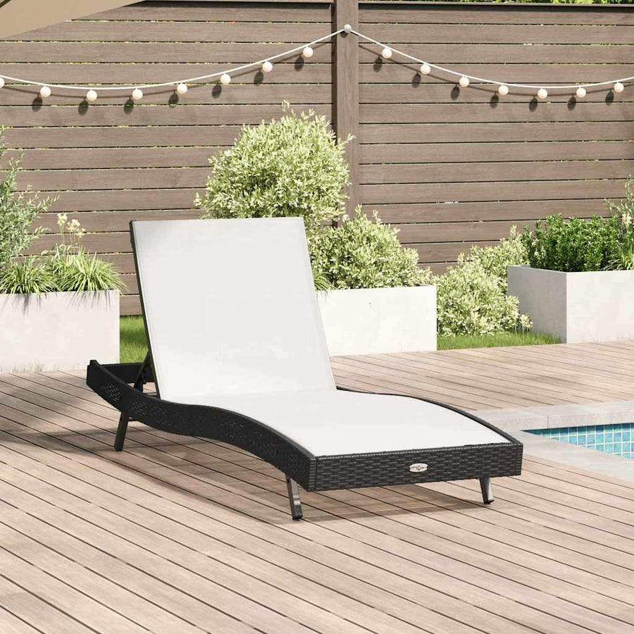 Ligstoel Zwart En Wit 197 X 70 X 82 Cm Poly Rattan Zwart/wit