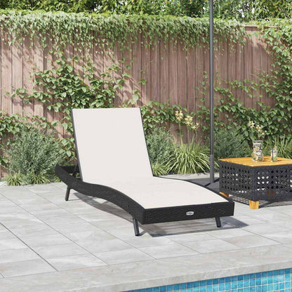 Ligstoel Zwart En Wit 197 X 70 X 82 Cm Poly Rattan Zwart/wit