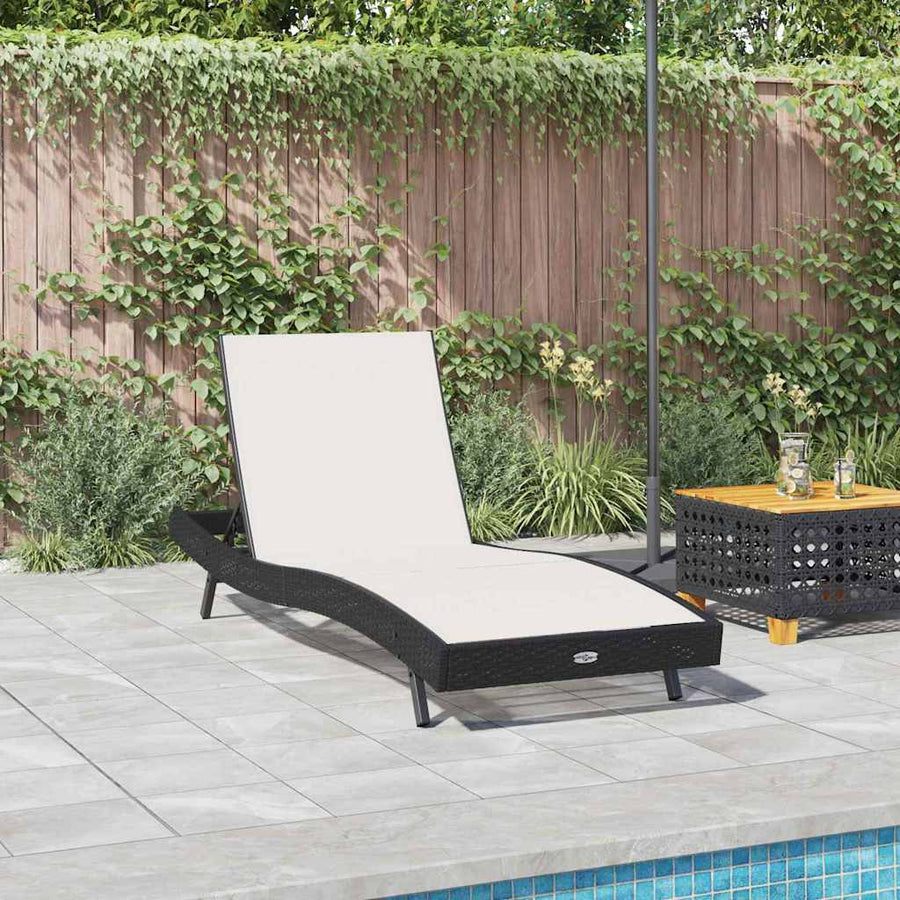 Ligstoel Zwart En Wit 197 X 70 X 82 Cm Poly Rattan Zwart/wit