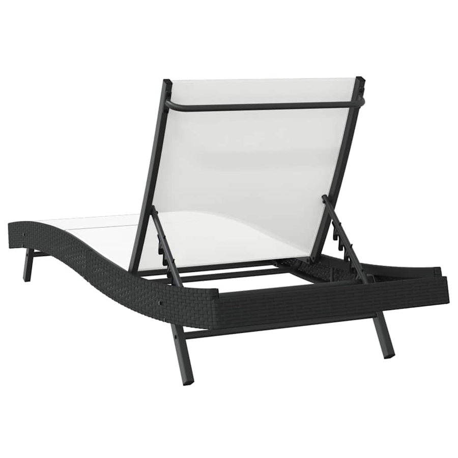 Ligstoel Zwart En Wit 197 X 70 X 82 Cm Poly Rattan Zwart/wit