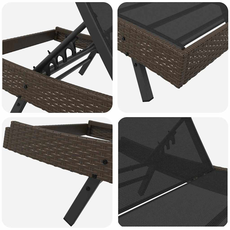 Ligstoel met kussen -persoon 2 pcs Bruin 40 x 40 x 40.5 cm Poly riet