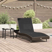 Ligstoel poly rattan bruin zwart (2 stuks)