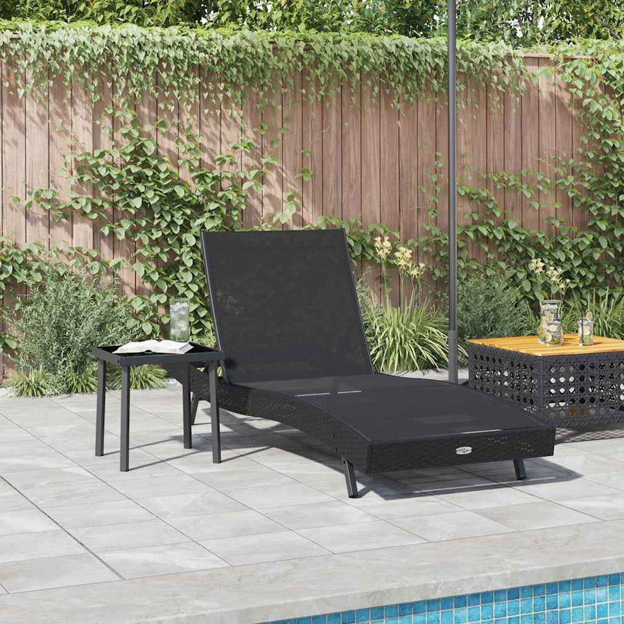 Ligstoel met kussen -persoon 2 pcs Zwart 40 x 40 x 40.5 cm Poly riet