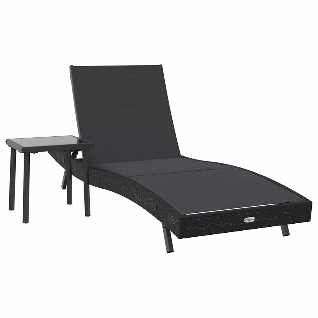 Ligstoel met kussen -persoon 2 pcs Zwart 40 x 40 x 40.5 cm Poly riet