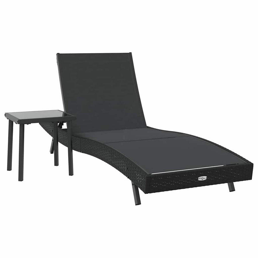 Ligstoel met kussen -persoon 2 pcs Zwart 40 x 40 x 40.5 cm Poly riet