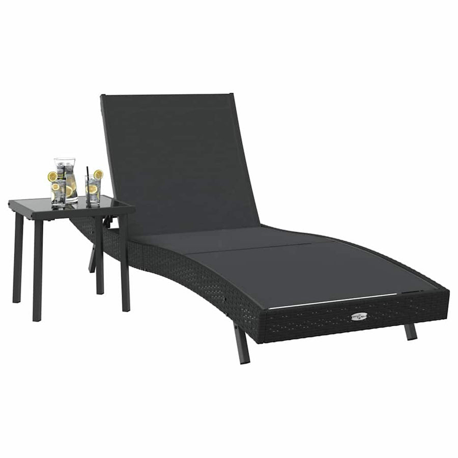 Ligstoel met kussen -persoon 2 pcs Zwart 40 x 40 x 40.5 cm Poly riet