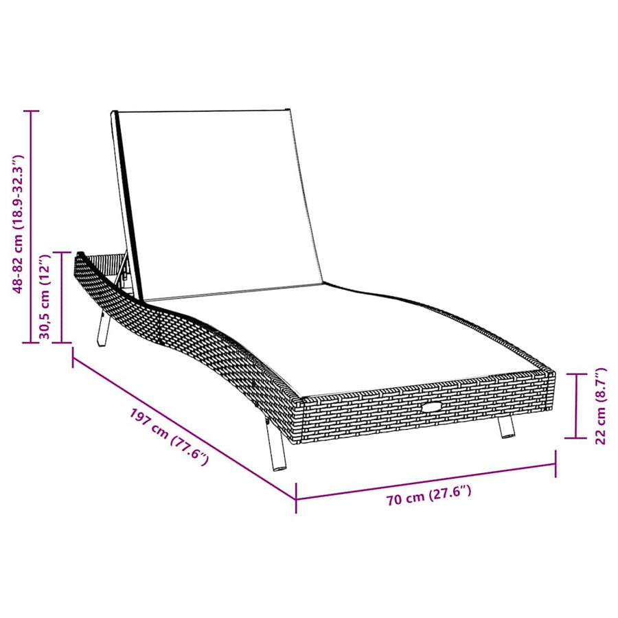 Ligstoel met kussen -persoon 2 pcs Zwart 40 x 40 x 40.5 cm Poly riet