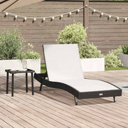 Ligstoel poly rattan zwart wit 40x40x40.5 cm
