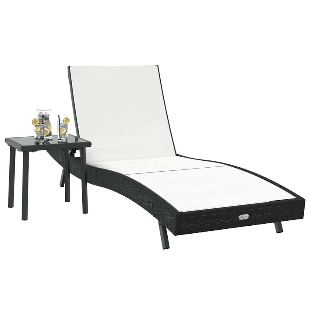 Ligstoel met kussen -persoon 2 pcs Zwart 40 x 40 x 40.5 cm Poly riet
