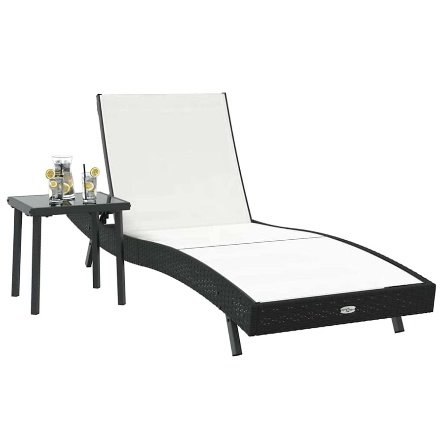 Ligstoel met kussen -persoon 2 pcs Zwart 40 x 40 x 40.5 cm Poly riet
