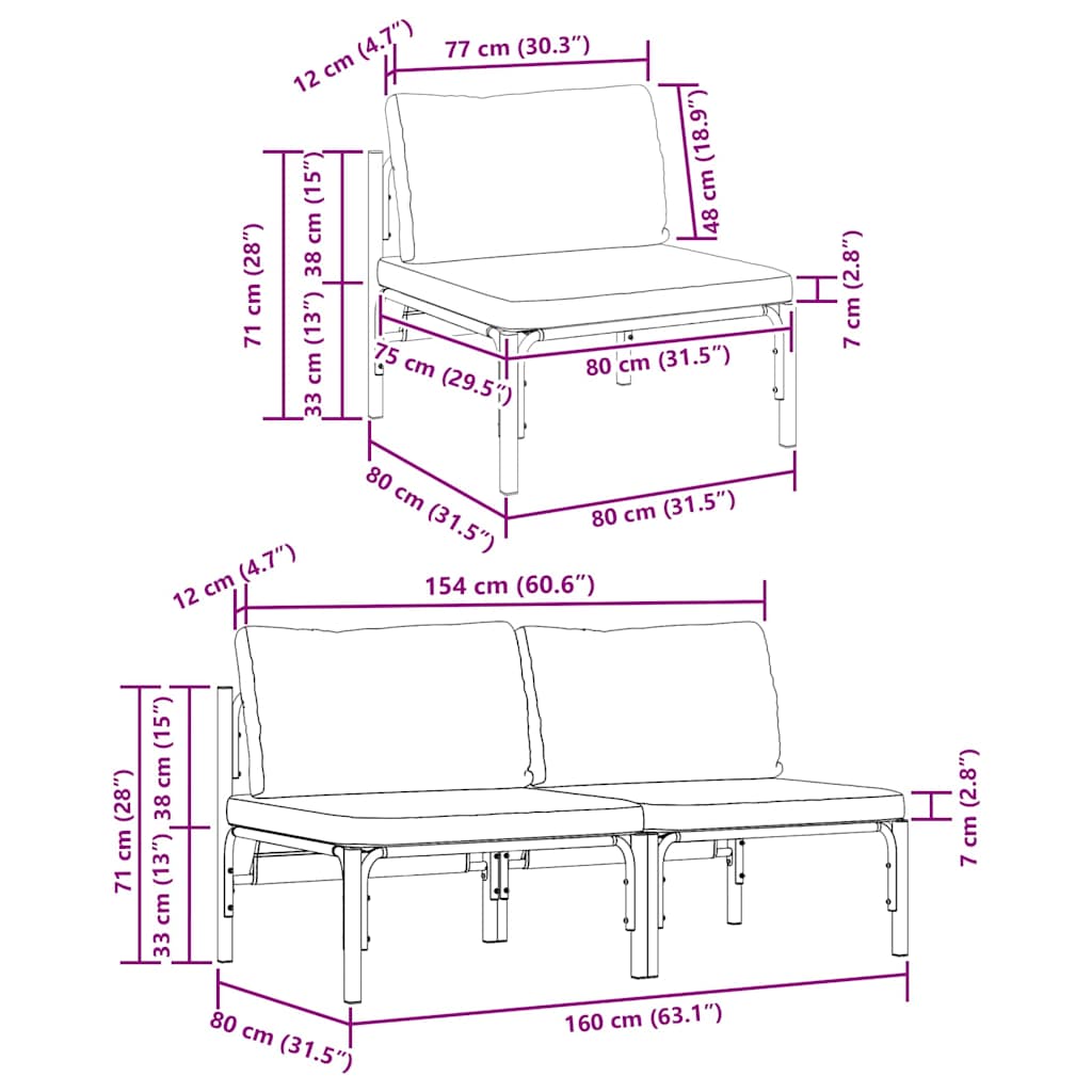Buitenmeubelsets met kussen met kussen 2 pcs Antraciet