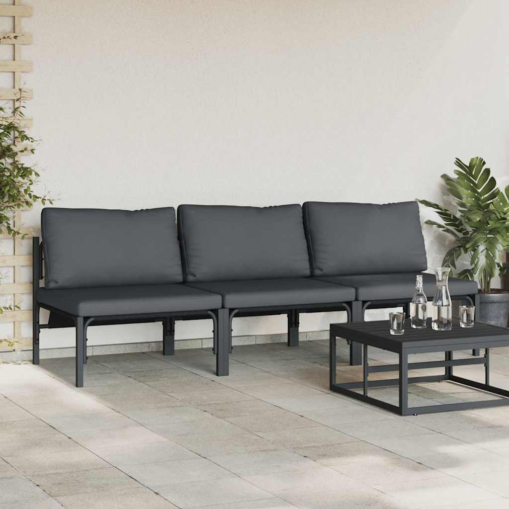Buitenmeubelsets met kussen met kussen 3 pcs Antraciet