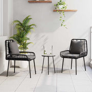 Tuinset 3-delig polyrattan zwart antraciet 35x35x45 cm