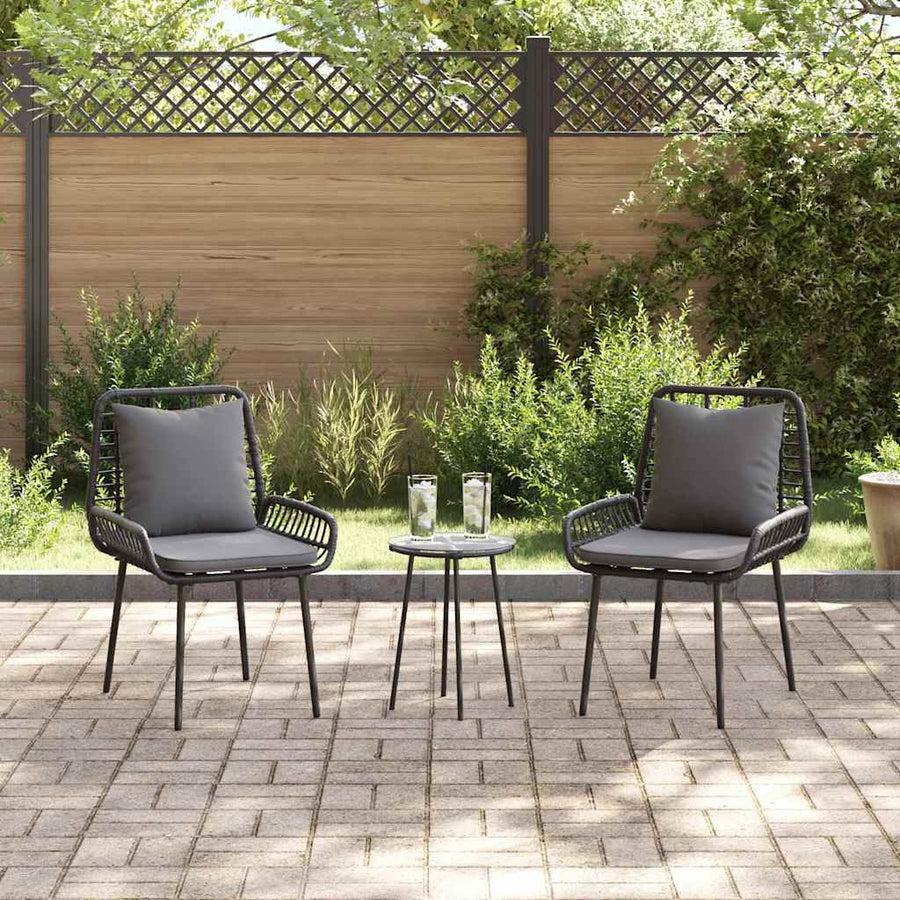 Tuin Eetset met kussen 3 pcs Zwart, Antraciet 35 x 35 x 45 cm