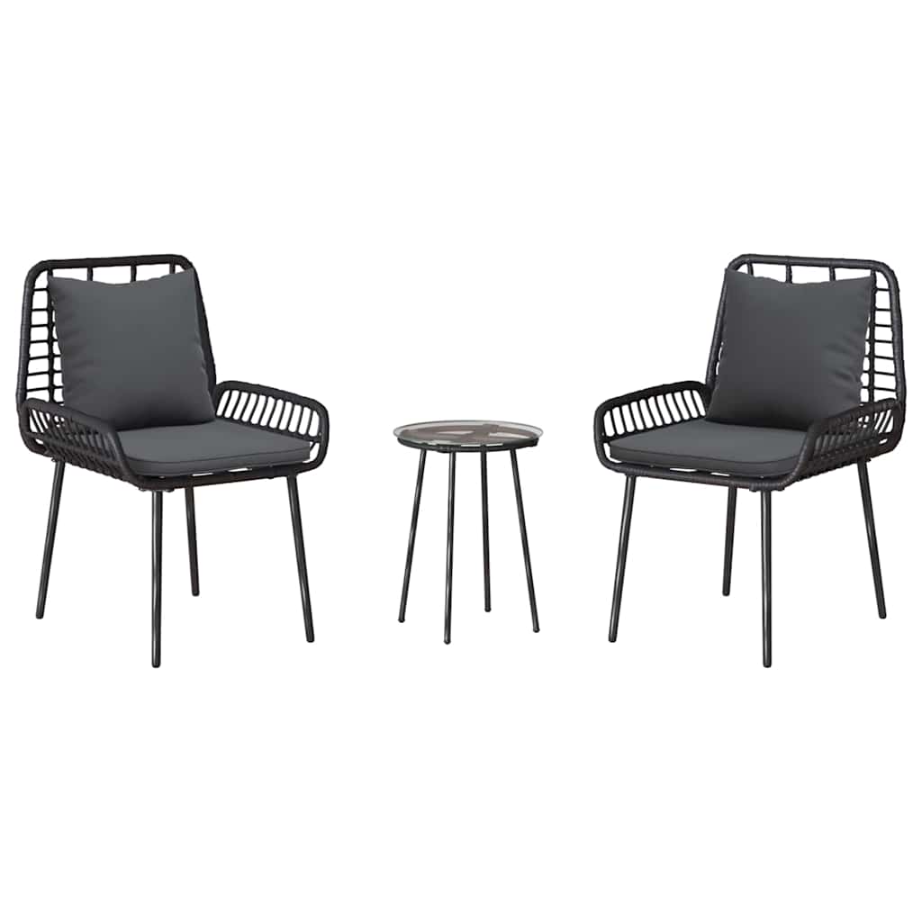 Tuin Eetset met kussen 3 pcs Zwart, Antraciet 35 x 35 x 45 cm