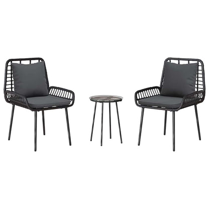 Tuin Eetset met kussen 3 pcs Zwart, Antraciet 35 x 35 x 45 cm