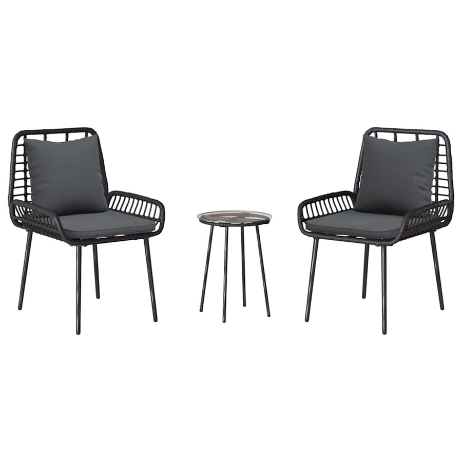 Tuin Eetset met kussen 3 pcs Zwart, Antraciet 35 x 35 x 45 cm