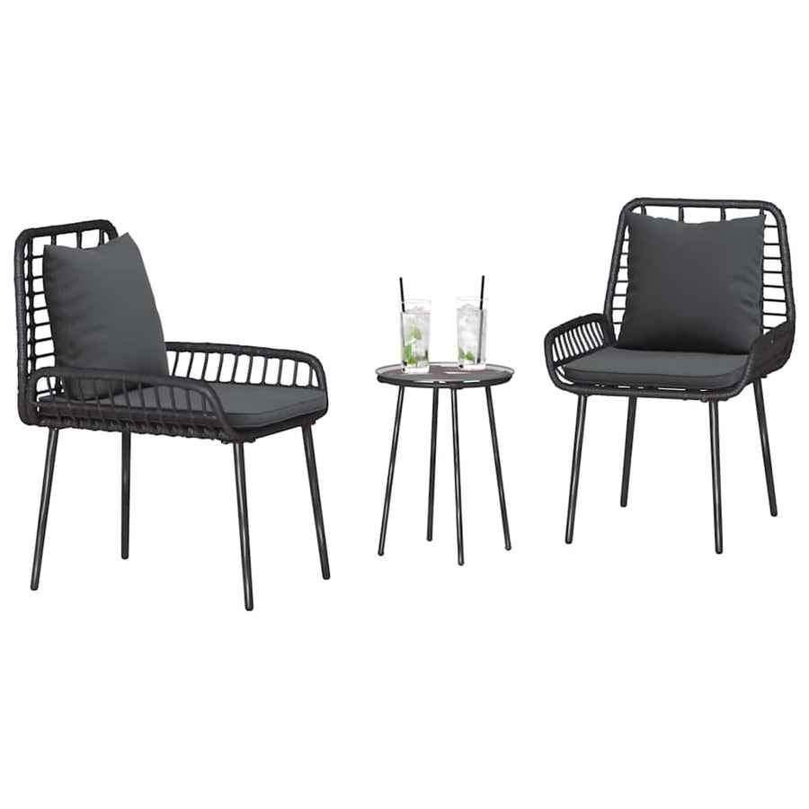 Tuin Eetset met kussen 3 pcs Zwart, Antraciet 35 x 35 x 45 cm