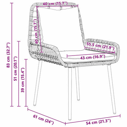 Tuin Eetset met kussen 3 pcs Zwart, Antraciet 35 x 35 x 45 cm