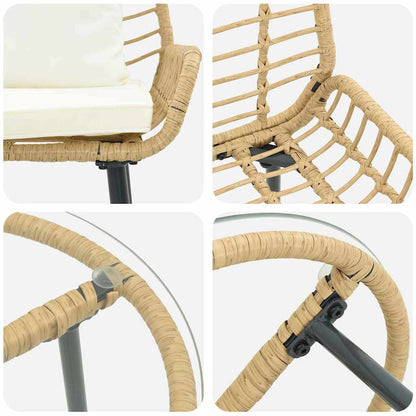 Tuin Eetset 3 pcs Bruin, Zwart, Crème 35 x 35 x 45 cm