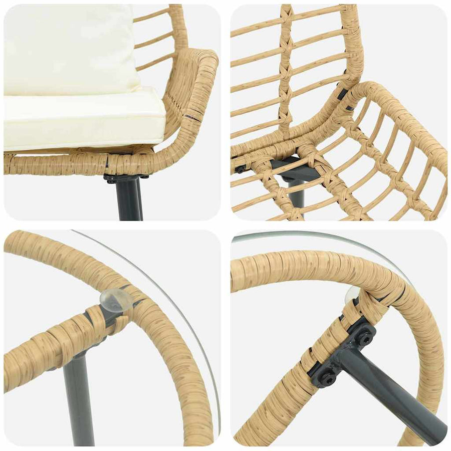 Tuin Eetset 3 pcs Bruin, Zwart, Crème 35 x 35 x 45 cm