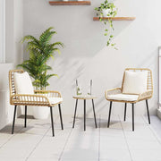 Tuinset 3 stuks polyrattan bruin crème