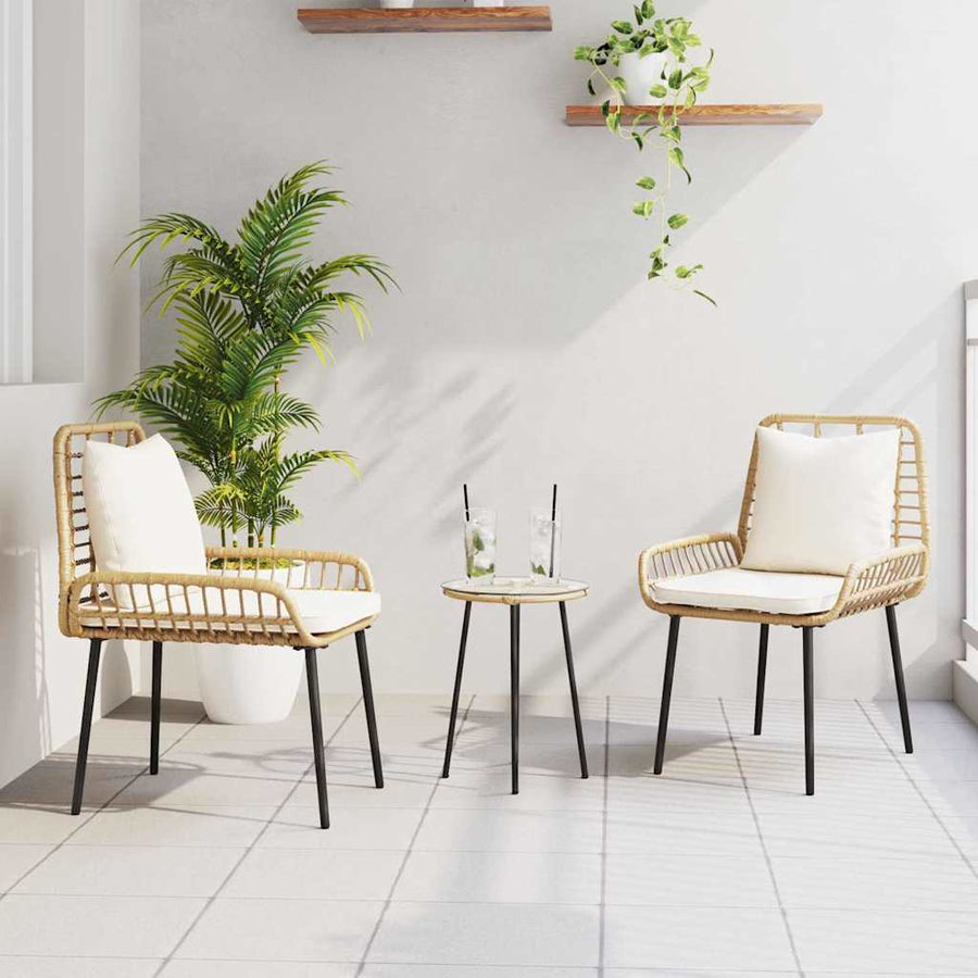 Tuin Eetset 3 pcs Bruin, Zwart, Crème 35 x 35 x 45 cm