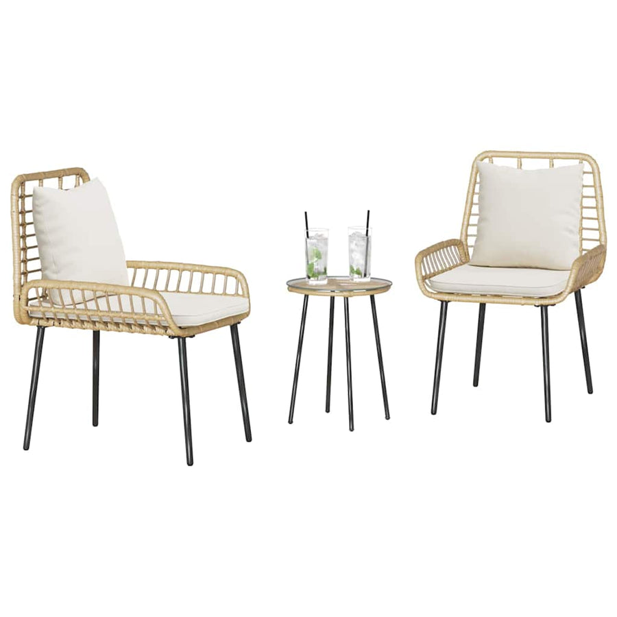 Tuin Eetset 3 pcs Bruin, Zwart, Crème 35 x 35 x 45 cm