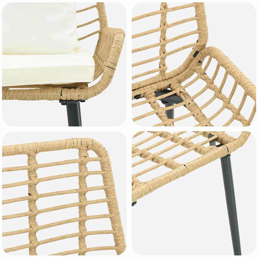Tuinbank Zwart, Antraciet 109 x 63 x 83 cm Poly riet, staal