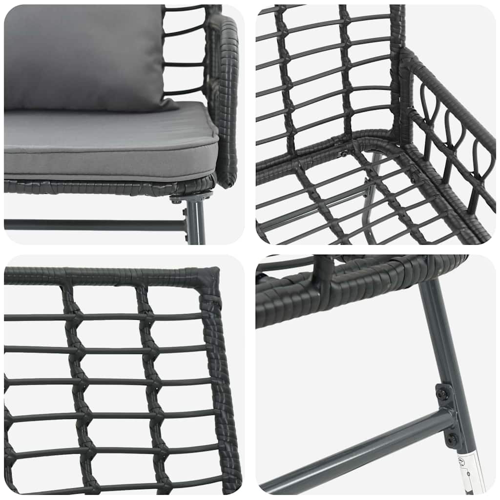Tuin Eetset met kussen 3 pcs Zwart, Antraciet 109 x 63 x 83 cm