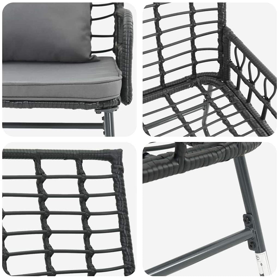 Tuin Eetset met kussen 3 pcs Zwart, Antraciet 109 x 63 x 83 cm