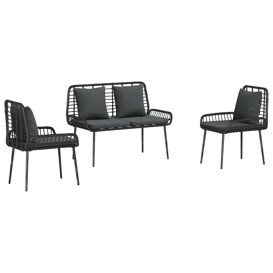 Tuin Eetset met kussen 3 pcs Zwart, Antraciet 109 x 63 x 83 cm