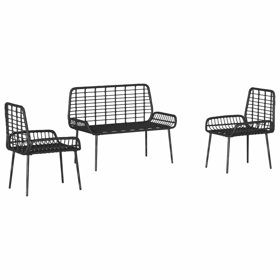 Tuin Eetset met kussen 3 pcs Zwart, Antraciet 109 x 63 x 83 cm