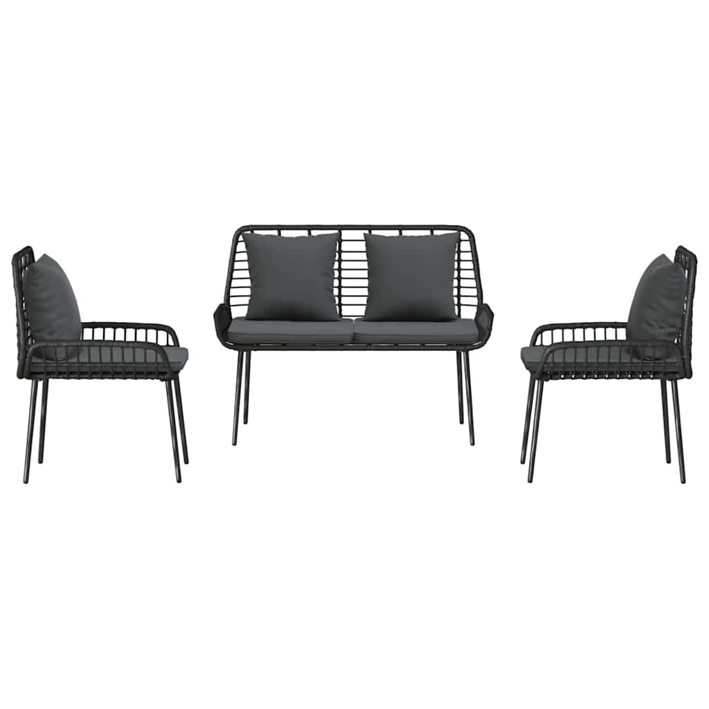 Tuin Eetset met kussen 3 pcs Zwart, Antraciet 109 x 63 x 83 cm