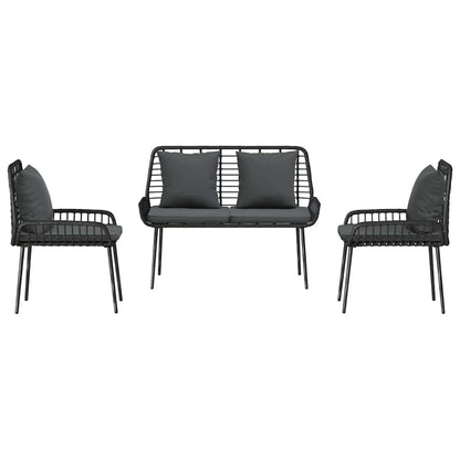 Tuin Eetset met kussen 3 pcs Zwart, Antraciet 109 x 63 x 83 cm