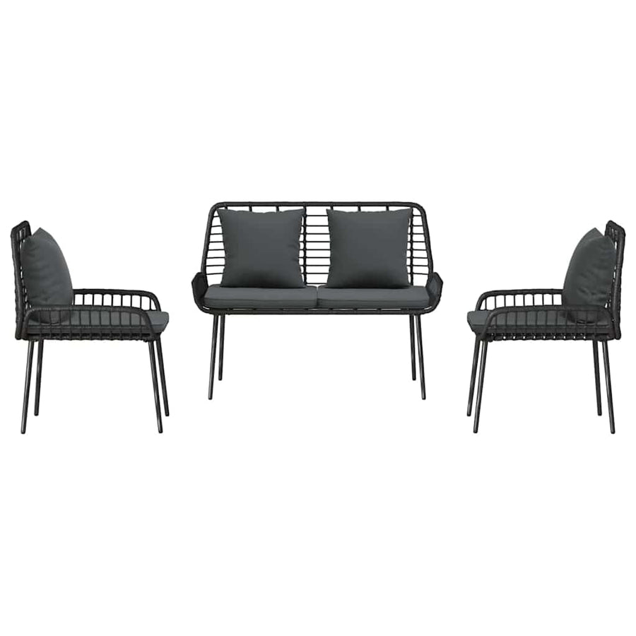 Tuin Eetset met kussen 3 pcs Zwart, Antraciet 109 x 63 x 83 cm