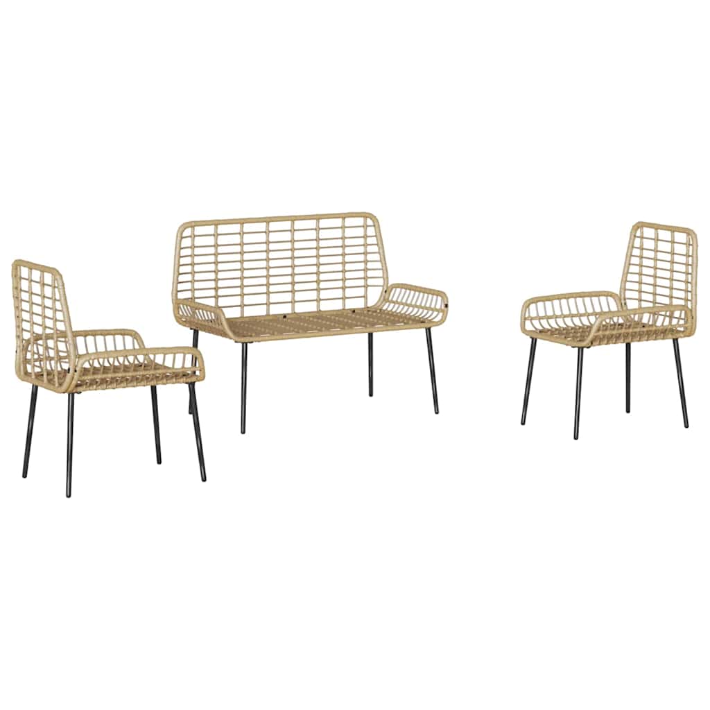 Tuin Eetset met kussen 3 pcs Zwart, Antraciet 109 x 63 x 83 cm