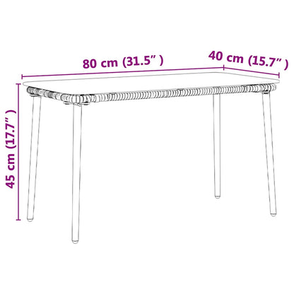Tuinstafel Zwart 80 x 40 x 45 cm Poly riet