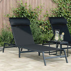 Sun lounger 1-person Black and Anthracite 197 x 54 x 86 cm Steel