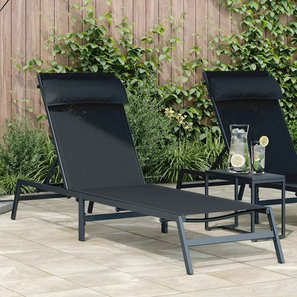 Ligstoel 1-persoon Zwart en Anthraciet 197 x 54 x 86 cm Staal