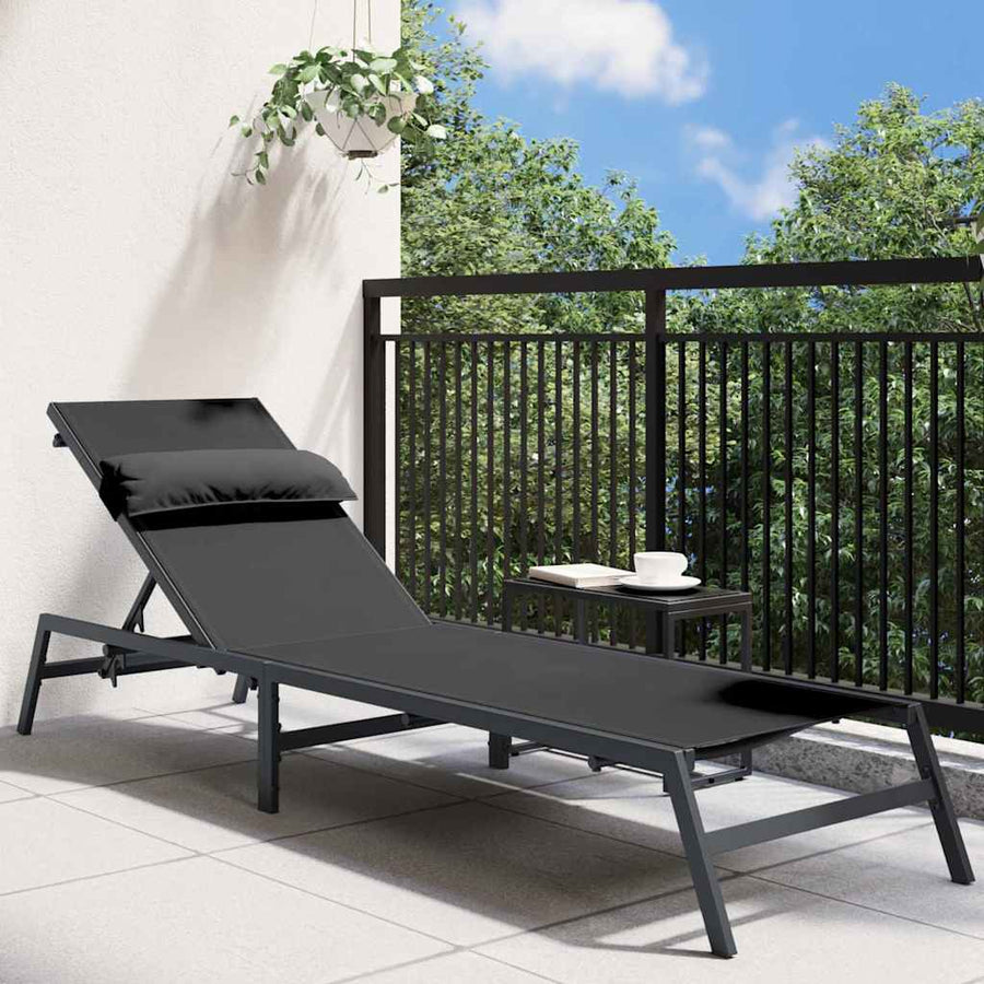 Ligstoel 1-persoon Zwart en Anthraciet 197 x 54 x 86 cm Staal
