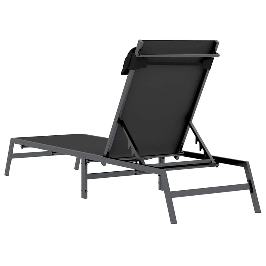 Ligstoel 1-persoon Zwart en Anthraciet 197 x 54 x 86 cm Staal