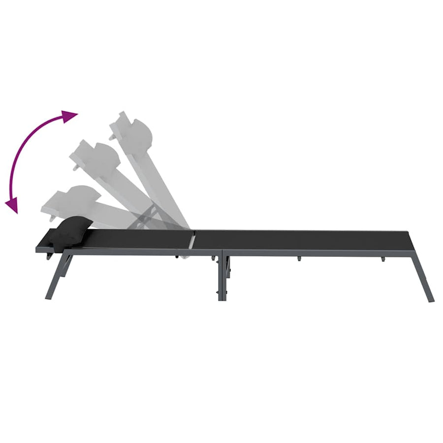 Ligstoel 1-persoon Zwart en Anthraciet 197 x 54 x 86 cm Staal