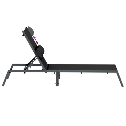 Ligstoel 1-persoon Zwart en Anthraciet 197 x 54 x 86 cm Staal